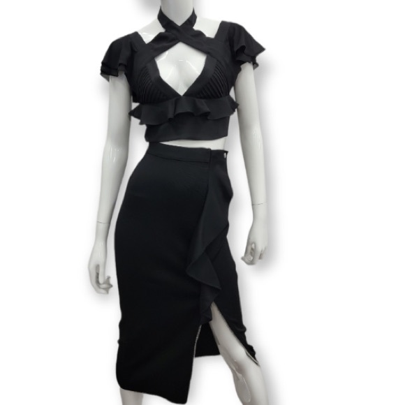 NEW! NASTY GAL Black Flutter Sleeve Crop Top - Picture 4 of 4